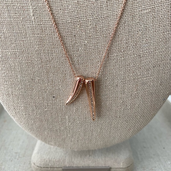 Stella & Dot Double Horn Pave Necklace NIB - Picture 2 of 7